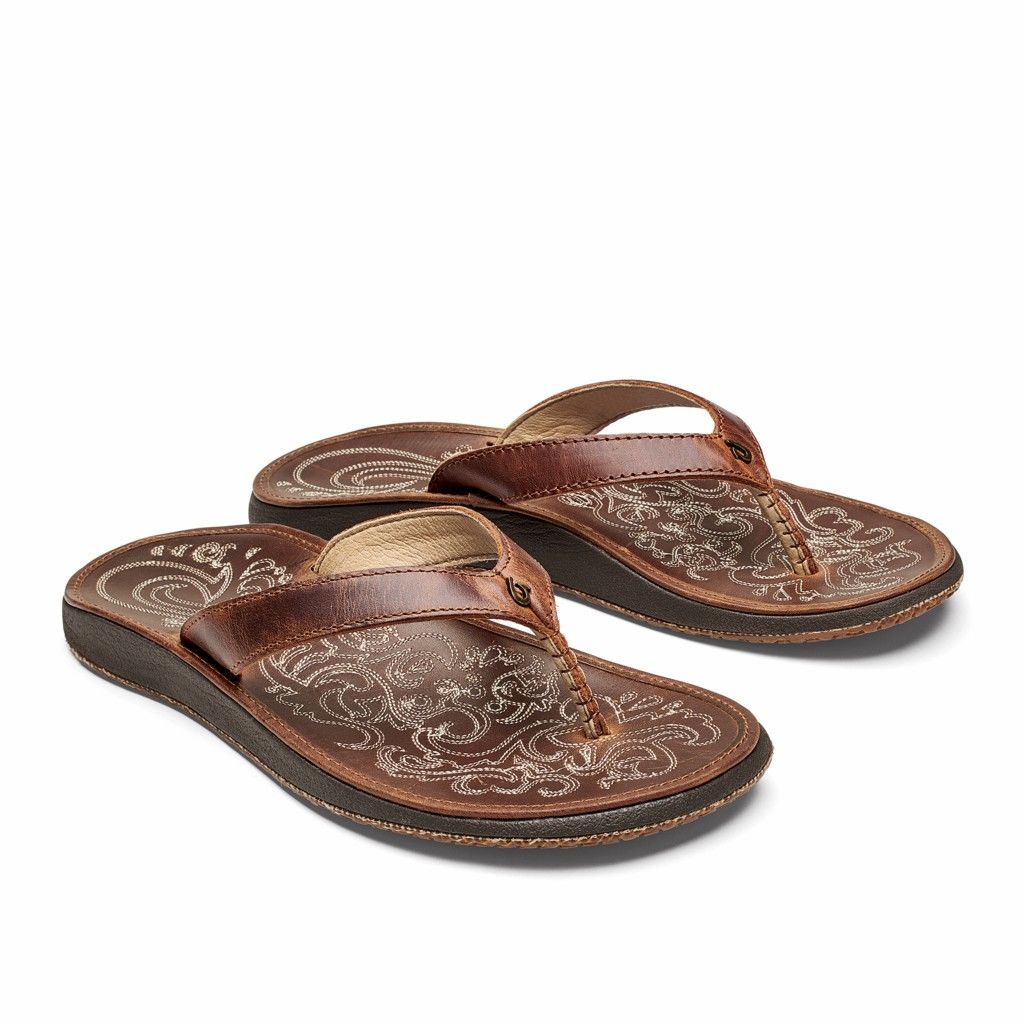 Sandalias Olukai Paniolo - Chanclas Mujer Cafes 20167-908